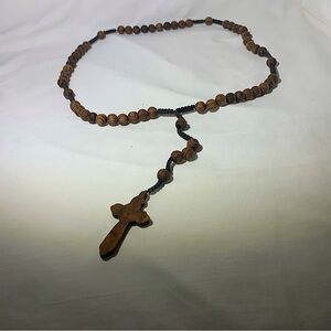 Catholic Natural Wooden Rosary with Large beads
